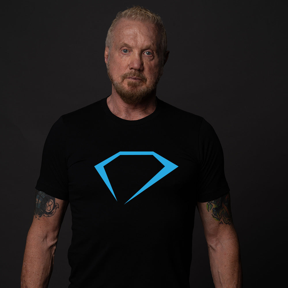 Black and blue sales icon t shirt